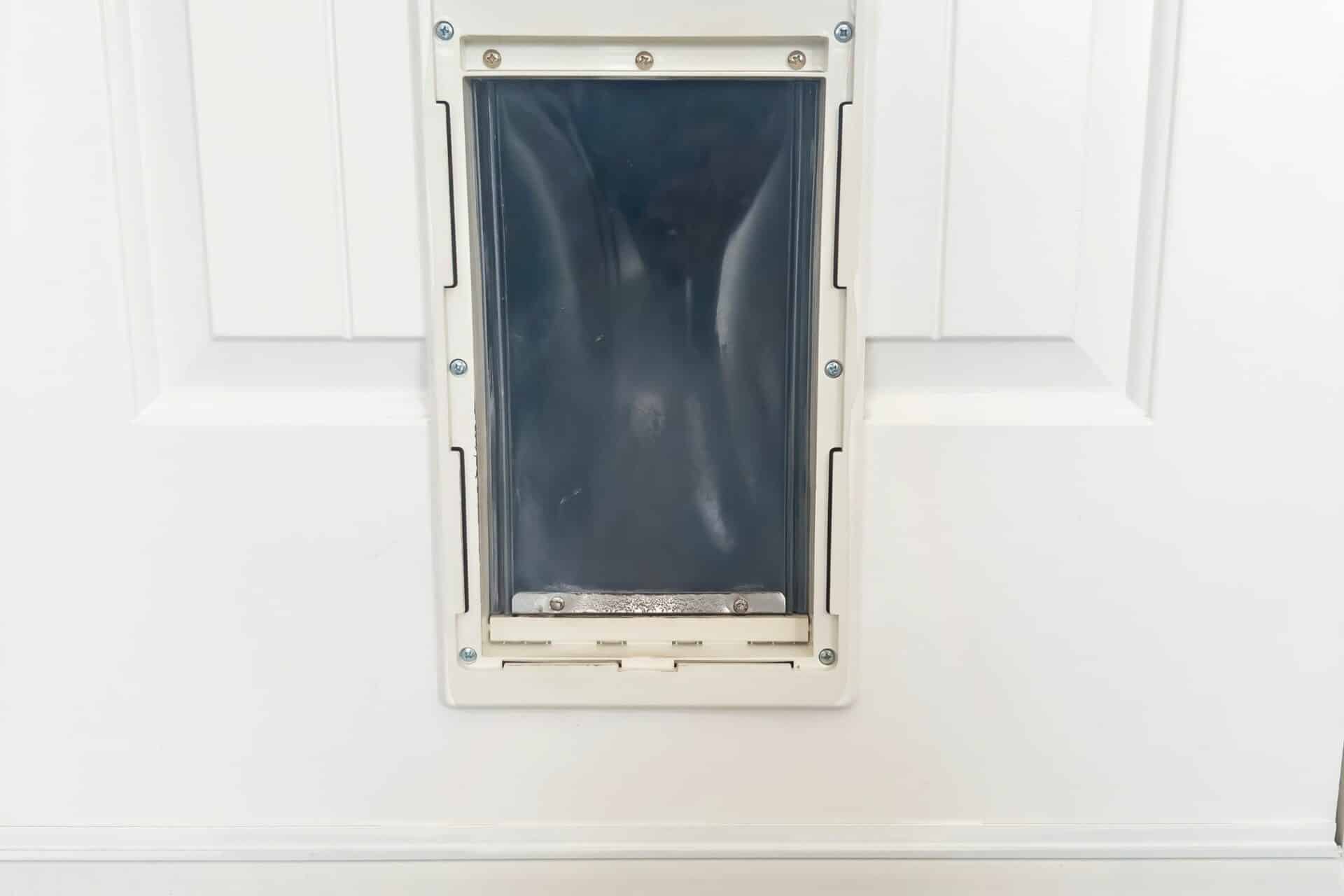 white patio door for pet owners